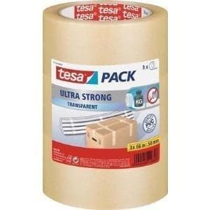 TESA-pakkausteippi Tesapack® Ultra Strong Transparent (P x L) 66 mx 50 mm Sisältö: 3 rullaa (51124-07-01)