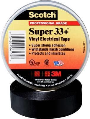 3M 80014001020. Tape Farve: Sort, Tape Formål: Isolerende, Reparation, Materiale: Vinyl. Brudforlængelse: 250%, Minimum driftstemperatur: -18 °C, Maks