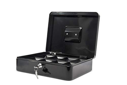 MAUL kassalåda, svart, mått: (B)300 x (D)245 x (H)90 mm, tillverkad av lackerat stål, säkerhetscylinderlås med 2 (56114-90)