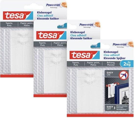 tesa 77776 Selvklæbende søm til tapet og gips (2 kg) Hvid Indhold: 6 St. (77776)