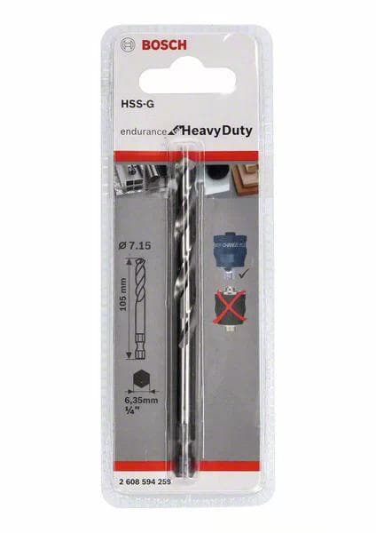 Bosch Endurance for HeavyDuty HSS-G - pilotboremaskine - til træ, metal, plastik, gipsvæg, rustfrit stål, ikke-jernholdigt metal - 7,15 mm - unbrakon