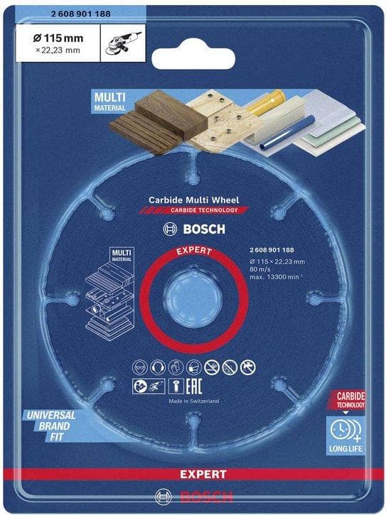 Bosch Expert Carbide Multi Wheel - kapskiva - för plast, trä med spik, lövträ, gipsskivor - 115 mm