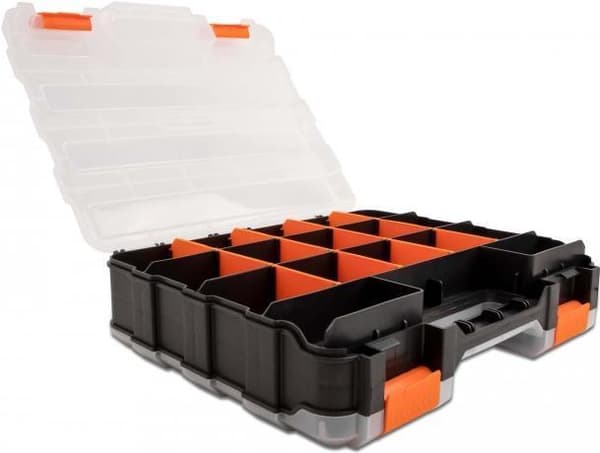 Delock - værktøjskasse - 2 x 17 rum - plastik - sort, orange
