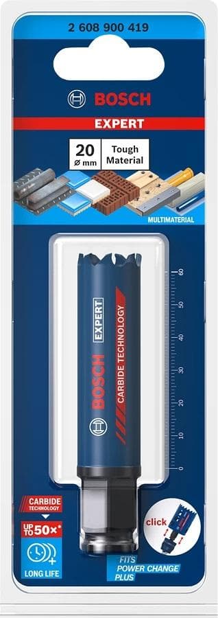 Bosch Expert Tough Material - hålsåg - för plast, tegel, mjukt kakel, rostfritt stål, trä med metall - 20 mm