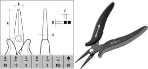 CK ESD nåltång Ecotronic T3889 Långa tandade käftar, rundade ytterkanter, blad tillverkade av - 1 st (T3889)