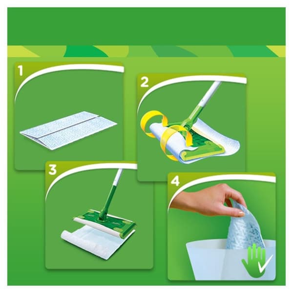 Swiffer Floor Cleaner Fugtige gulvservietter med frisk citronduft - 24 refills