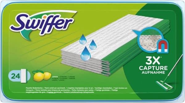Swiffer Floor Cleaner Fugtige gulvservietter med frisk citronduft - 24 refills