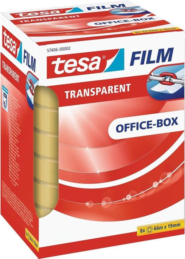 Tesa Tape film transparent format 19 mm x 66 m 8 ruller