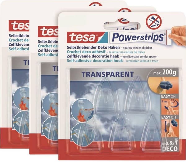 tesa POWERSTRIPS® Powerstrips ® deco kroge SMÅ Gennemsigtig