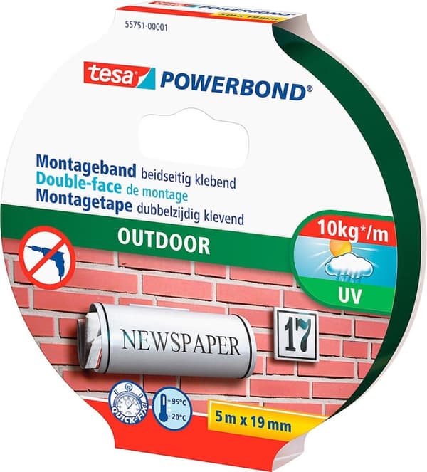 Tesa Monteringstape Outdoor - 5 mx 19 mm