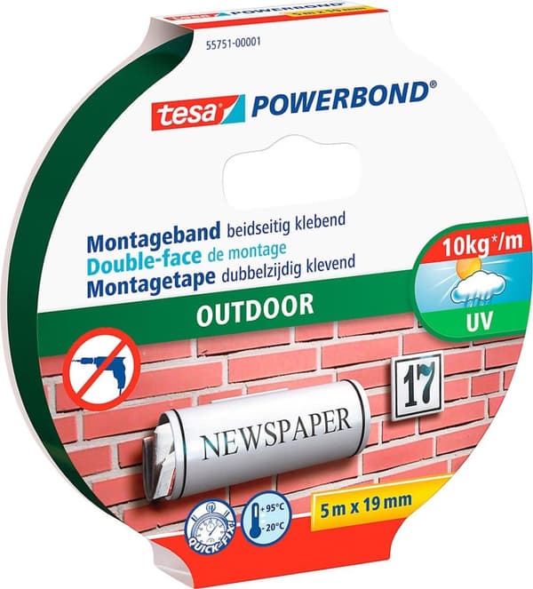 Tesa Monteringstape Outdoor - 5 mx 19 mm