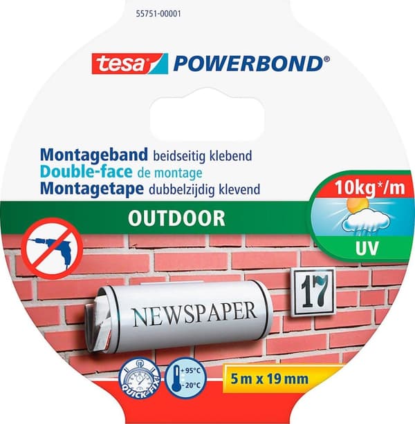 Tesa Monteringstape Outdoor - 5 mx 19 mm