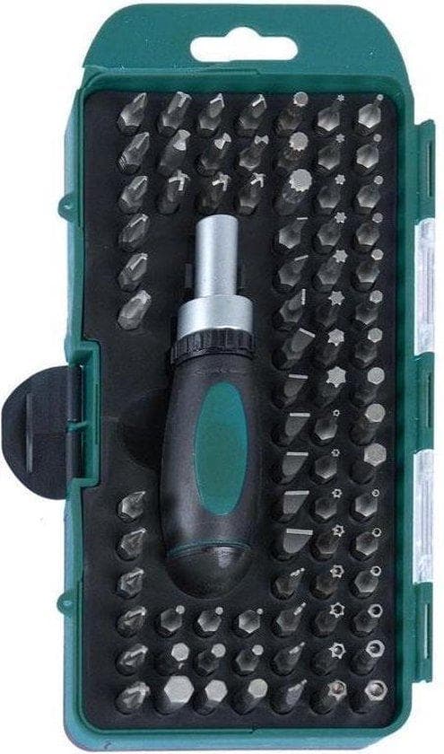 BRÜDER MANNESMANN spärrskruvmejsel & bitssats bestående av: 1 x spärrskruvmejsel, 78 x bits - 1 st (29894)