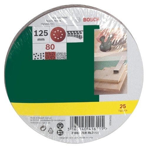 Bosch-hiomalevysarja - 25 osaa - 125 mm (karkeus 80)
