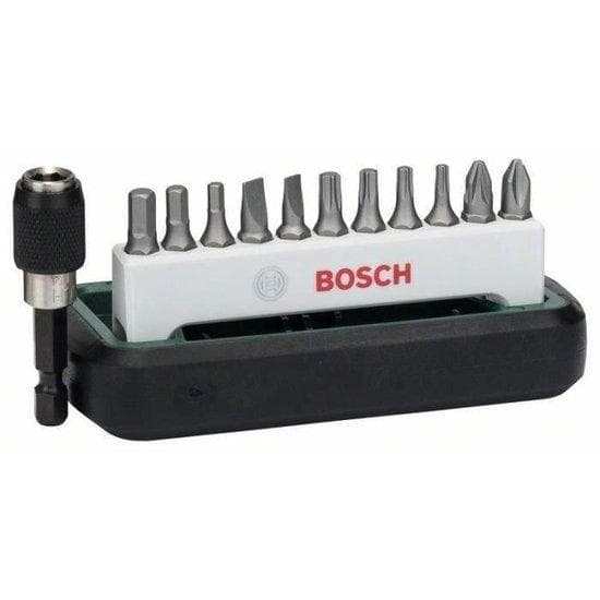 Bosch tilbehør 2608255995 12-delt bitsæt, slidset, Phillips krydshoved, Pozidriv krydshoved, sekskant, TORX fatning