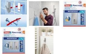 tesa Powerstrips krog VANDTÆT Stort metal, rektangulært velegnet til limning på fliser, glas etc. også til - 1 stk (59779-00000-00)