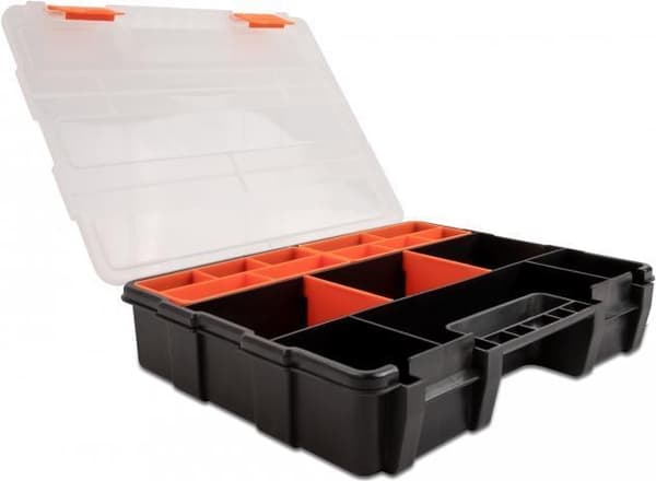 Delock - værktøjskasse - 21 rum - plastik - sort, orange