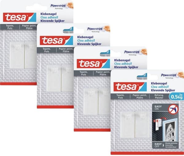 tesa 77772 tesa självhäftande agel för tapeter och gips (0,5 kg) Vit