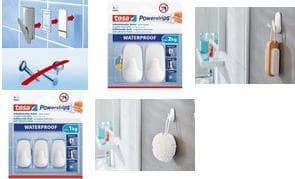 tesa Powerstrips Hook VEDENPITÄVÄ Pieni Muovi, valkoinen soveltuu liimaukseen laattoihin, lasiin jne. myös - 1 kpl (59782-00000-00)