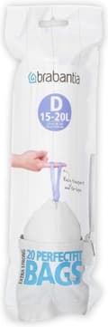 Pikkukuva 1 / 10: Brabantia PerfectFit Jätepussi kiristysnyörillä - 15/20 l - Koodi D - 20 kpl
