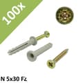 Miniatyrbild 1 av 4: 100 stycken Fischer N 5x30 FZ # 50338 Plast slagplugg förmonterad