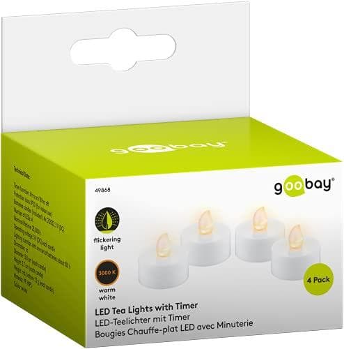 Goobay sæt med 4 LED fyrfadslys med timer (49868) Hvid