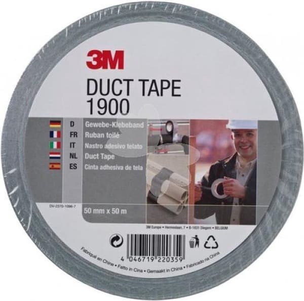 3M 1900 - Kanaltape - 50 mm x 50 m - Sølv