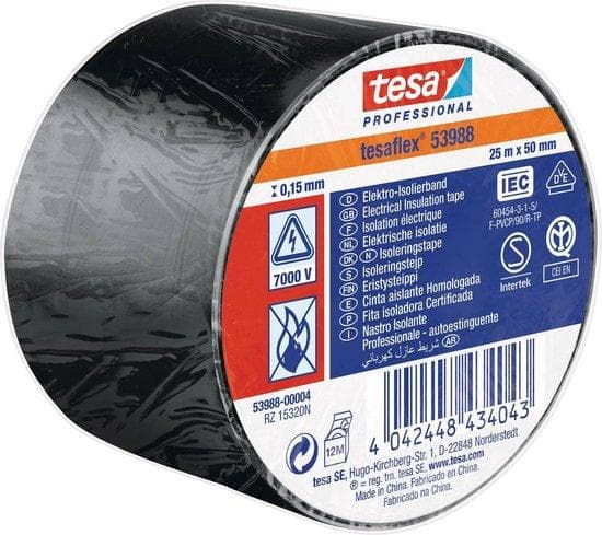 tesa 53988-00004-00 eristenauha ® 53988 musta (P x L) 25 m x 50 mm 1 kpl (53988-00004-00)