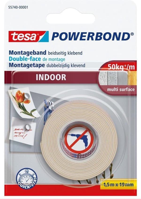 Tesa-asennusteippi sisäkäyttöön - 1,5 mx 19 mm