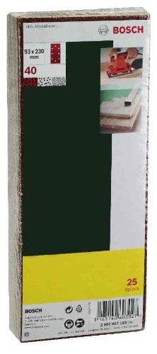 Bosch slibepladesæt i 25 dele til orbitalsliber - spændesystem - 93 x 230 mm - 8 huller - korn 120