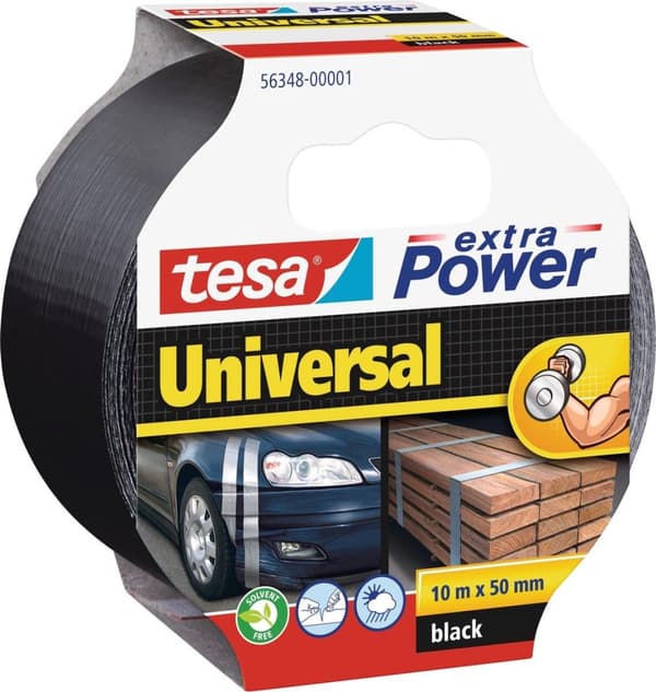 Tesa Extra Power Universal - Duct Tape - 10 mx 50 mm - Svart