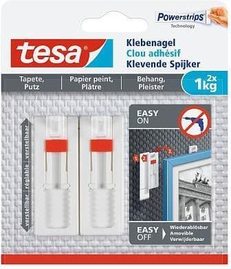 TESA 77774 sisäkäyttöinen lisäkoukku punainen - valkoinen 2 kpl (77774-09-00)