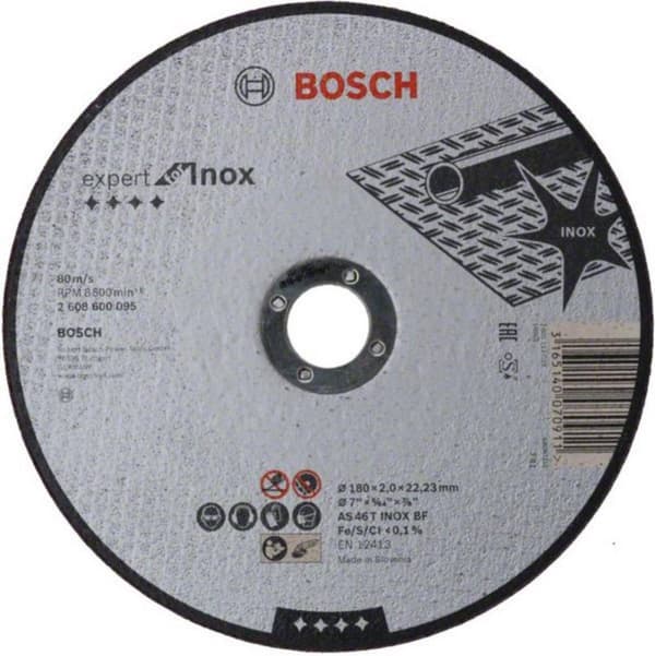 Bosch - Leikkuulevy suora Expert for Inox AS 46 T INOX BF, 180 mm, 22,23 mm, 2,0 mm