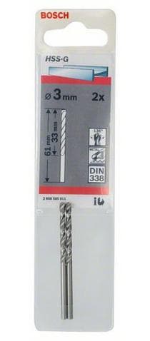 Bosch - Metalbor HSS-G, Standard 3 x 33 x 61 mm