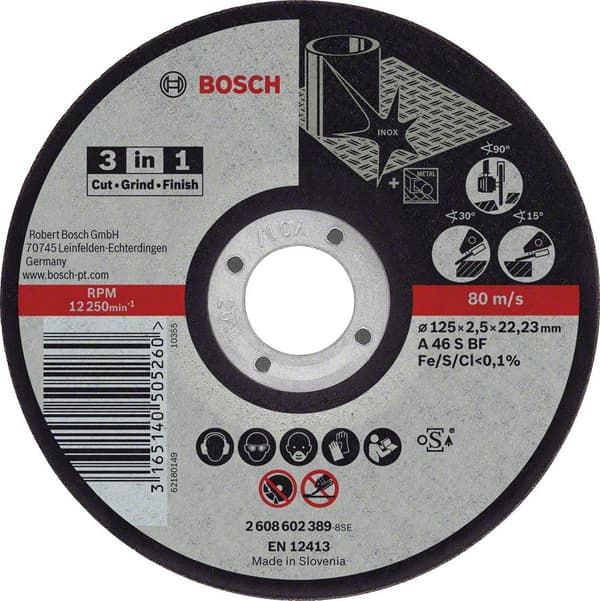 Bosch - Skæreskive 3-i-1 A 46 S BF, 125 mm, 22,23 mm, 2,5 mm