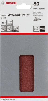 Bosch 10-delt slibepladesæt 93 x 186 mm, eksp træ+maling - korn 80