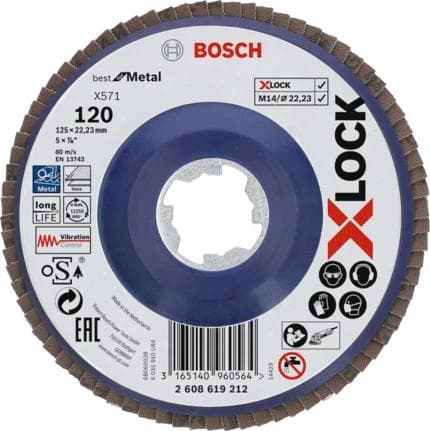 Bosch Best for Metal X571 - slibeskive - til metal - 125 mm - X-LOCK - korn: 120 (2608619212)