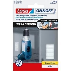 tesa ekstra stærke velcrobånd, 50 x 100 mm, hvid højteknologisk krogteknologi, præfabrikeret form (55228-00003-00)