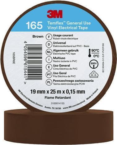 3M Deutschland PVC elektrisk isoleringstejp 165BR6E Temflex165 brau19X25 (7100184812)