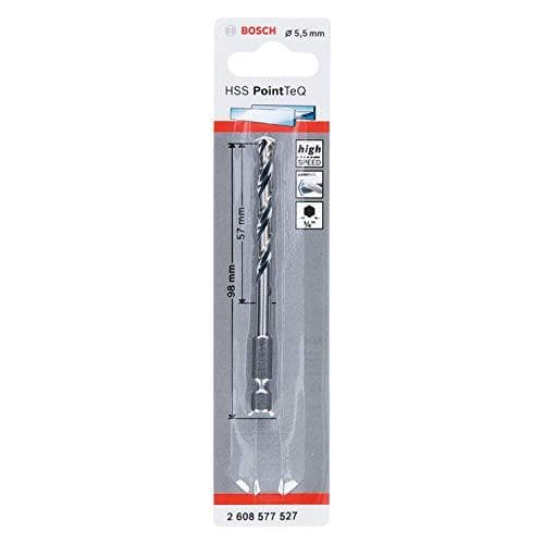 Bosch Professional PointTeQ sekskantbor (til metal, Ø: 5,5 mm, arbejdslængde: 57 mm, total længde: 98 mm, ¼" sekskantet skaft, tilbehør til slag- og b