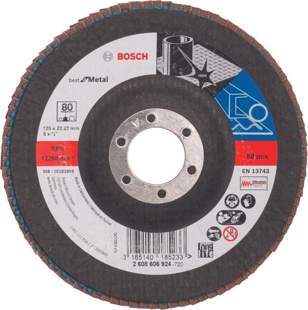 Bosch - Slibeskive 125 mm, 22,23 mm, 80