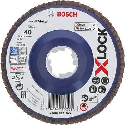Bosch Best for Metal X571 - slibeskive - til metal, rustfrit stål - 125 mm - X-LOCK - M14 - rund - korn: 40 (2608619209)