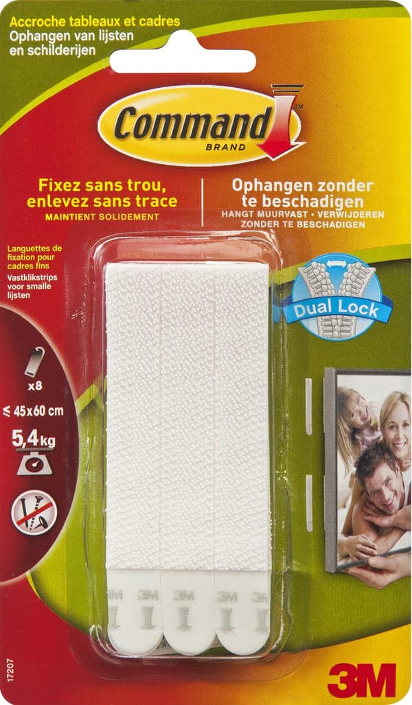 Command™ bildramsremsor, 17207C, vit, för smala ramar, 4 x 2 remsor, 5,4 kg