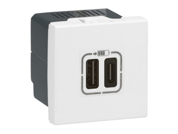 Mosaic USB-laturi 2 x tyyppi C 3.0A 15W 2M valkoinen