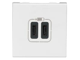 Mosaic USB-laturi 2 x tyyppi C 3.0A 15W 2M valkoinen
