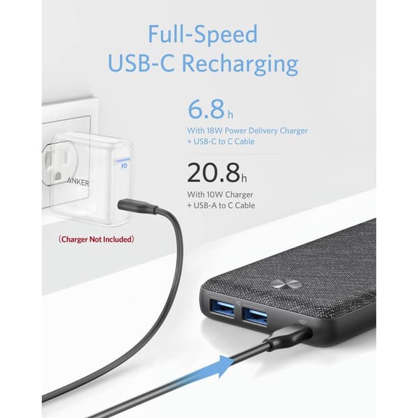 Anker PowerCore Essential 20000 PD Black Powerbank 20000 mAh PoweriQ, Power Delivery LiPo Svart