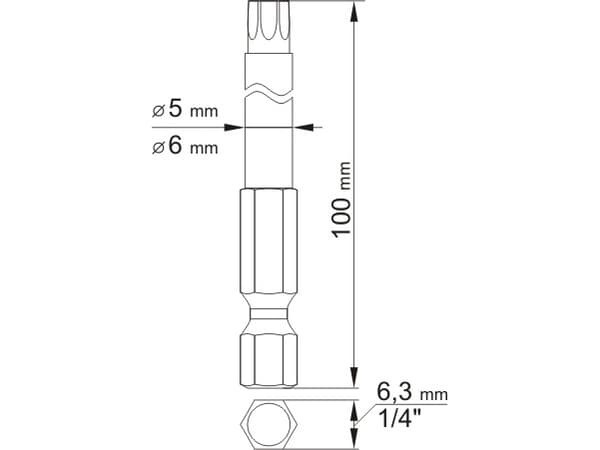 Yato YT-0491, 2 stykker, Torx, T15, T27, Stål, 100 mm, 25,4 / 4 mm (1 / 4")
