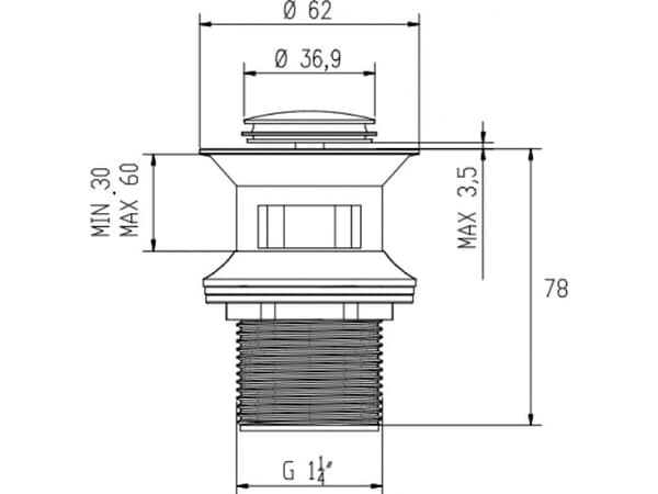 Invena Automaattinen napsutulppa 5/4" pieni kromi (SC-B1-027)