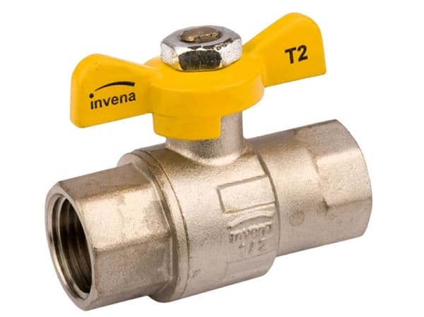 Invena Gasskran med sommerfuglknapp innvendig/innvendig gjenge 1/2\ - GZ-20-015"