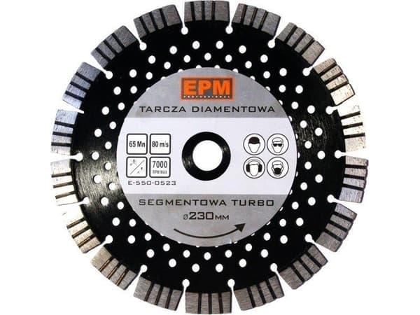 SEGMENTERT TURBO-DIAMANTBLAD MED KJØLE hull. 230 MM
